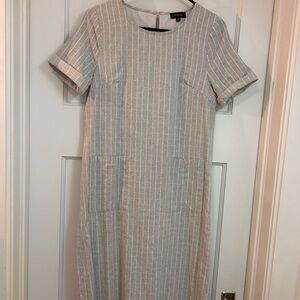 Roolee Gray Striped Midi Dress
